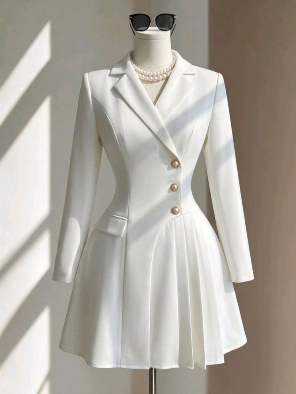Autumn Cross V-Neck Light Apricot Long Sleeve Pearl Button